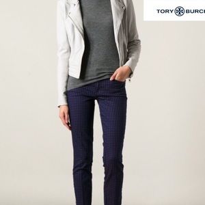 Tory Burch patterned cropped skinny jeans